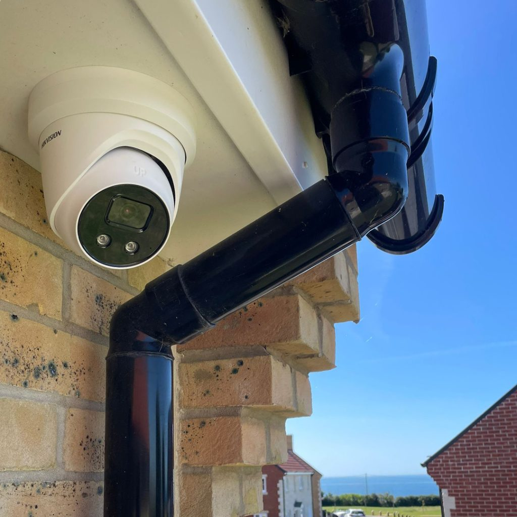 Hikvision CCTV camera installed on a residential home